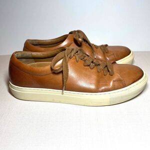 Wolf Shepherd Mens Leather Glider Chestnut Brown Tan Lace Up Sneakers Size 6